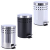Round Metal Small Step Trash Can with Lid Waste Bin 3-liters-0.8-gal., Silver, 3