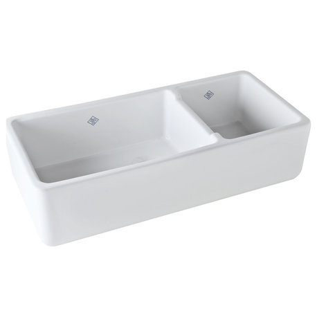 40" Lancaster Double Bowl Farmhouse Apron Front Fireclay Kitchen Sink