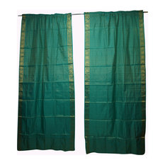 Mogul Interior - 2 Indian Silk Sari Curtains Door Window Treatment Draperies Panel Decor - Curtains