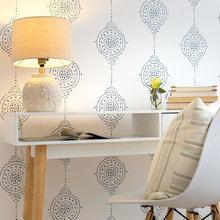 Wallpaper for family room built ins