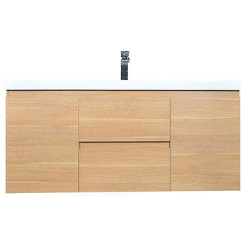 MOB 48" Wall Mounted Vanity With Reinforced Acrylic Sink, White Oak