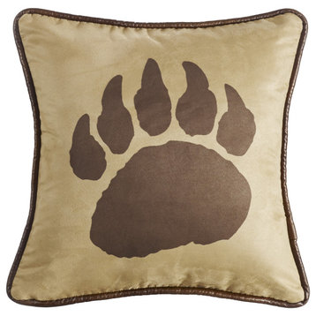 Faux Suede Bear Claw Pillow, reverse faux leather, 18x18
