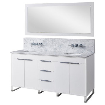 72" Premium Luca Bath Vanity, White and Mirror