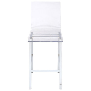 Nadie Counter H Chair, Acrylic And Chrome, Set Of 2