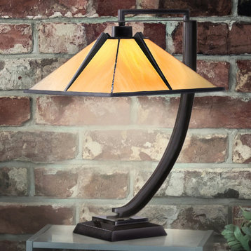 Luxury American Bungalow Tiffany Table Lamp, Western Bronze, UQL7037