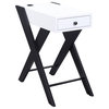 Fierce Side Table With USB Charging Dock, White and Black