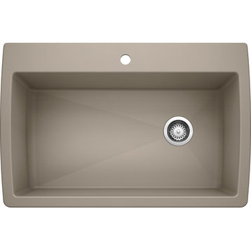 Blanco 441287 22"x33.5" Granite Single Dual-Mount Kitchen Sink, Truffle