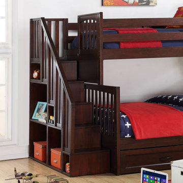 Noah Twin Over Double Bunk Bed with Stairs