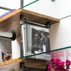 Hannah Reused Scaffolding, Steel Pipe & Glass Industrial Desk & Shelves - Desks & Writing Bureaus