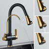 Antique Gold/Black/Chrome Touch Sensor Kitchen Faucet Mixer Tap with Swivel, Black Gold