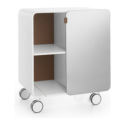 Bej 8030 Cabinet with Glass Door on Wheels in Brown - Storage Cabinets