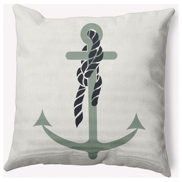16x16" Anchor and Rope Nautical Decorative Indoor Pillow, Sage