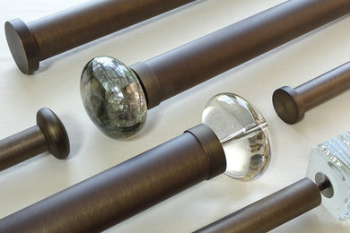 Brushed bronze curtain poles - 19mm, 30mm and 50mm diameters