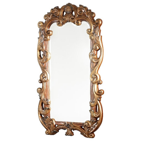 Michael Amini Villa Valencia Wood Decorative Mirror - Classic Chestnut