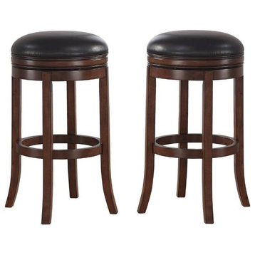 Home Square 2 Piece Extra Tall Wood Bar Stool Set in Brown Walnut and Java