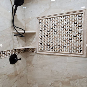 Modern Walk In Shower Remodel With Mosaic Accent Tile Michigan