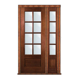 Prehung French Sidelight Door 96 Wood Mahogany 3/4 Lite 8 Lite - Patio Doors
