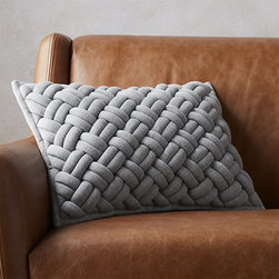 18"x12" jersey interknit grey pillow | CB2 - Bed Pillows
