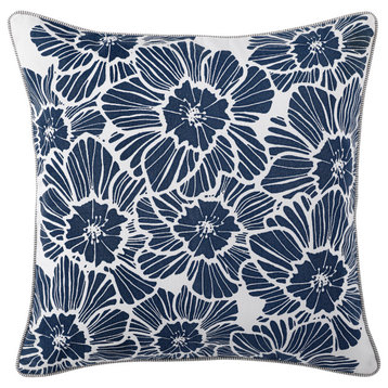 Wild Rose Pillow 22x22, Blue