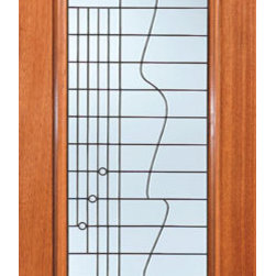 Contemporary Art Deco Beveled Glass Front Single Door, Full Lite - Front Doors