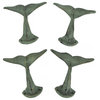 Green Verdigris Cast Iron Decorative Whale Tail Wall Hook Coastal Decor Set of