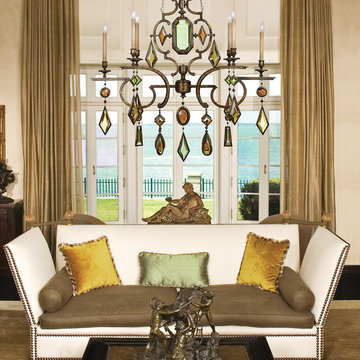 Fine Art Lamps 726040-1 Encased Gems Gold Leaf 6 Light Chandelier