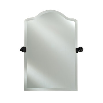 Radiance Frameless Bevel Scallop Top Tilt Mirror, Satin Brass, 24"x35"