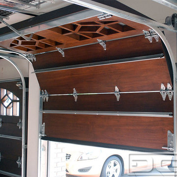 Arts & Crafts Style Custom Wood Garage Doors for an Orange County Residence