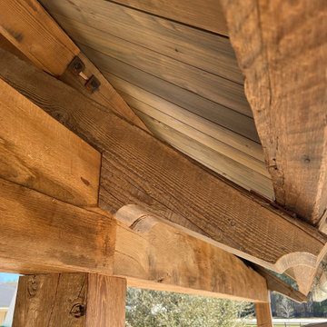 Original Face Sawn Box Beams and Original Face Reclaimed Antique Heart Pine Soli
