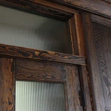Game room door with matching cabinets.