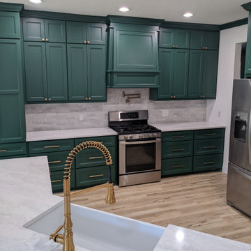 Billiard green kitchen