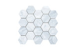 12.25"x10.75" Carrara White Hexagon Mosaic Tile Honed, Chip Size 3"