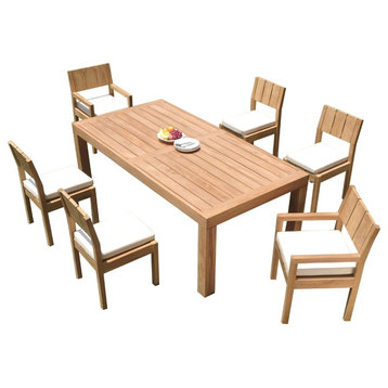 7-Piece Outdoor Teak Dining Set: 86" Rectangle Table & 6 Vera Arm/Armless Chairs