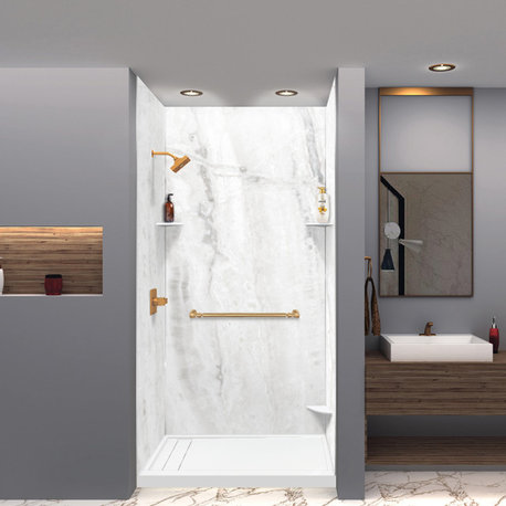 Transolid Titan Shower Wall Kit, Savanna Grey, Honed, 48"x36"x96"