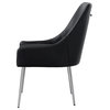 Fergo Dining Chair, Set of 2, Black Leather Pu, Armless, Leg: Chrome