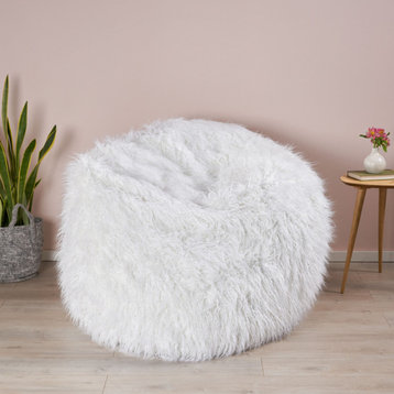 GDF Studio Lycus Faux Fur Bean Bag Chair, White