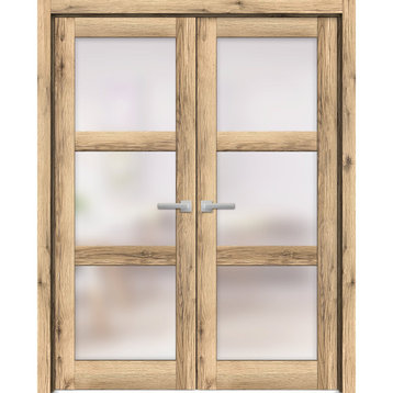 Solid French Double Doors 72 x 84 | Lucia 2552 Oak