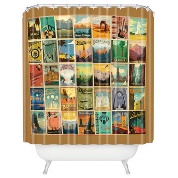 Anderson Design Group City Pattern Border Shower Curtain