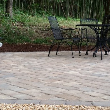 Walkways, retaining walls, patio with fire pit!