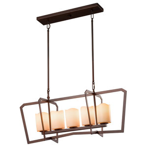 LED LumenAria Aria 1-Light Intersecting Chandelier with Faux Alabaster Shade Dark Bronze Finish