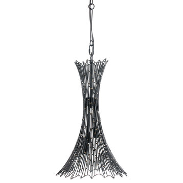 Rikki 3 Light Pendant in Carbon And Aged Gold