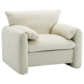 TATEUS Modern Chenille Oversized Armchair Accent Chair Single Sofa, Cream