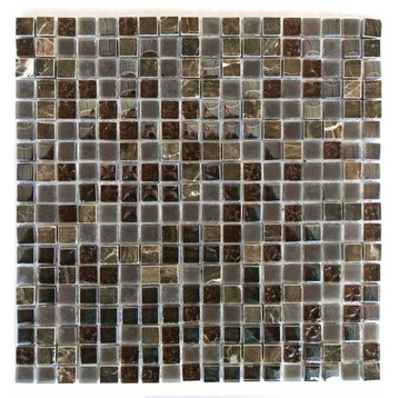 Miseno MT-EARTH5/8SQ Earth - 1" X 1" - Glass Visual - Wall Tile - - Chocolate