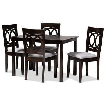 Baxton Studio Lenoir 5-Piece Wood Dining Set in Gray and Espresso Brown