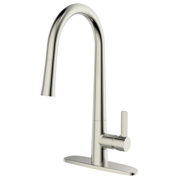 Ucore 18" Single Handle Kitchen Faucet, Pull-Down Sprayer Faucet, Brushed Nickel