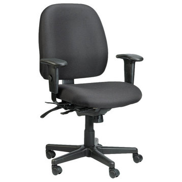 Black Adjustable Swivel Fabric Rolling Office Chair, Matte Black