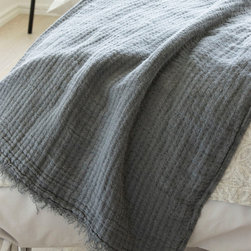 Hampton Dark Grey Linen Throw - Throws