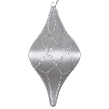 Vickerman Mt198407D 8" Silver Candy Glitter Net Drop Christmas Ornament