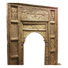 Mogulinterior - Consigned Antique Welcome Gate Jaipur Arch Carved Wood Frame Teak Vintage Archit - Home Decor