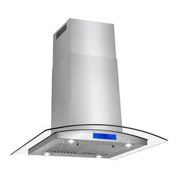 AKDY - AKDY Stainless Steel Island Mount Range Hood With Tempered Glass Touch Panel - Range Hoods And Vents